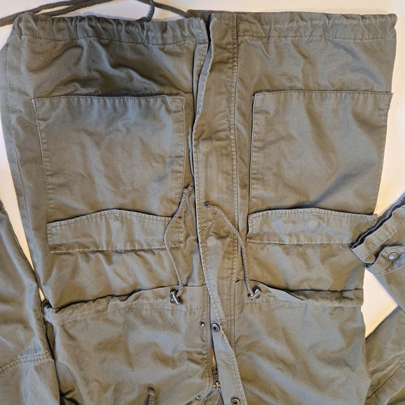 Forever 21 Mid Length Full Zip Jacket w/ Hood Olive Army Green Adult Womens Sz L - Picture 3 of 13